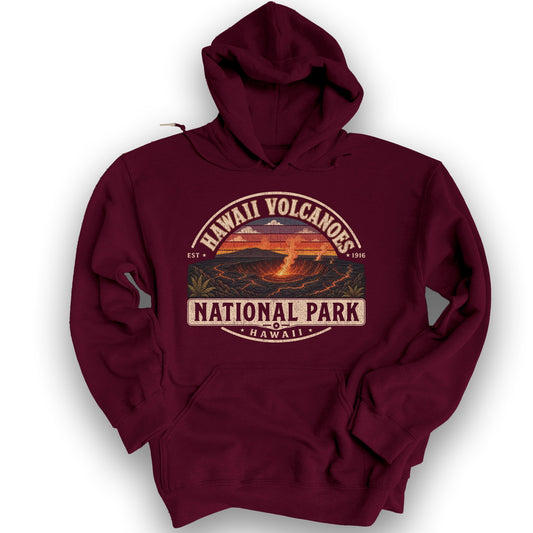 Hawaii Volcanoes Medallion Hoodie - Maroon