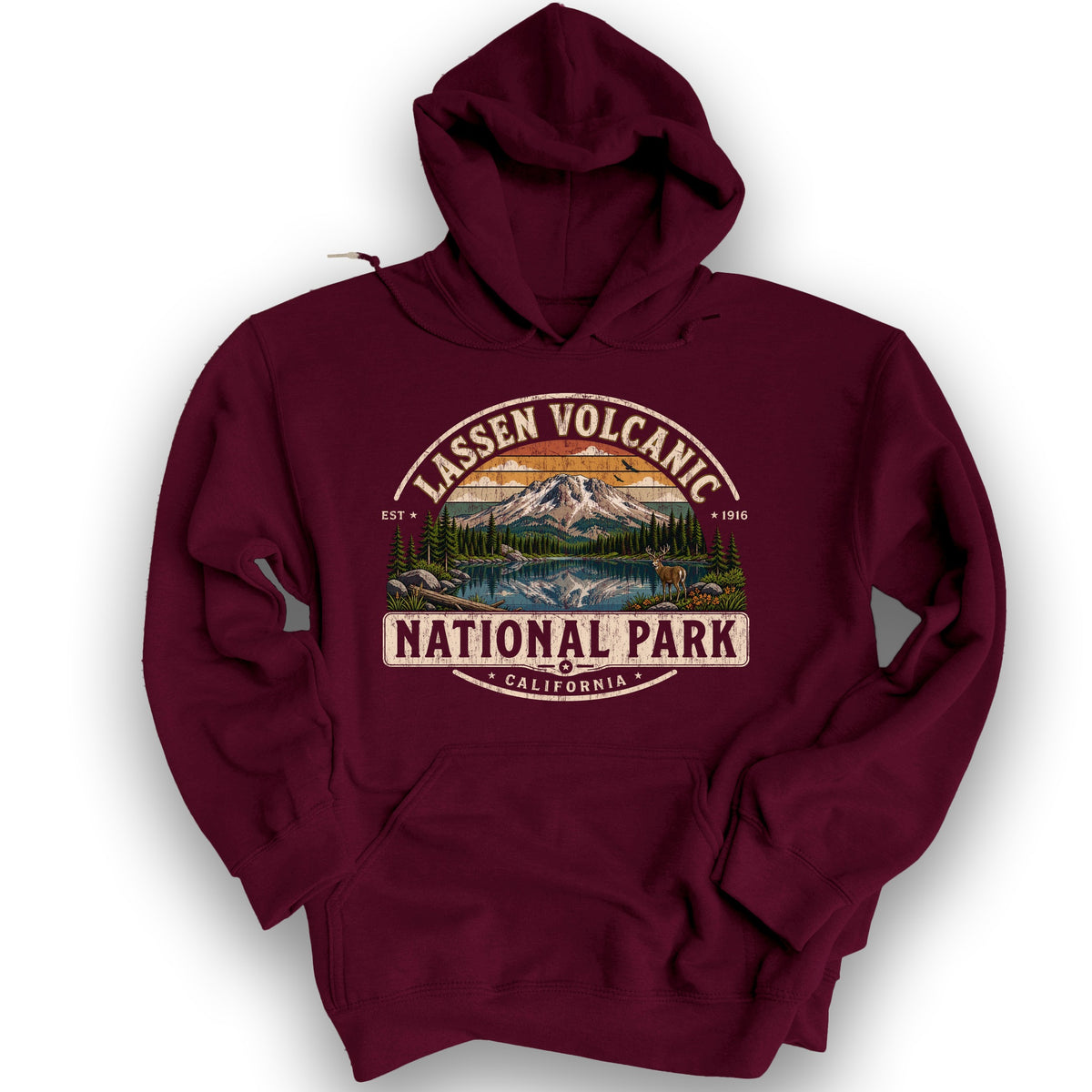 Lassen Volcanic Medallion Hoodie - Maroon