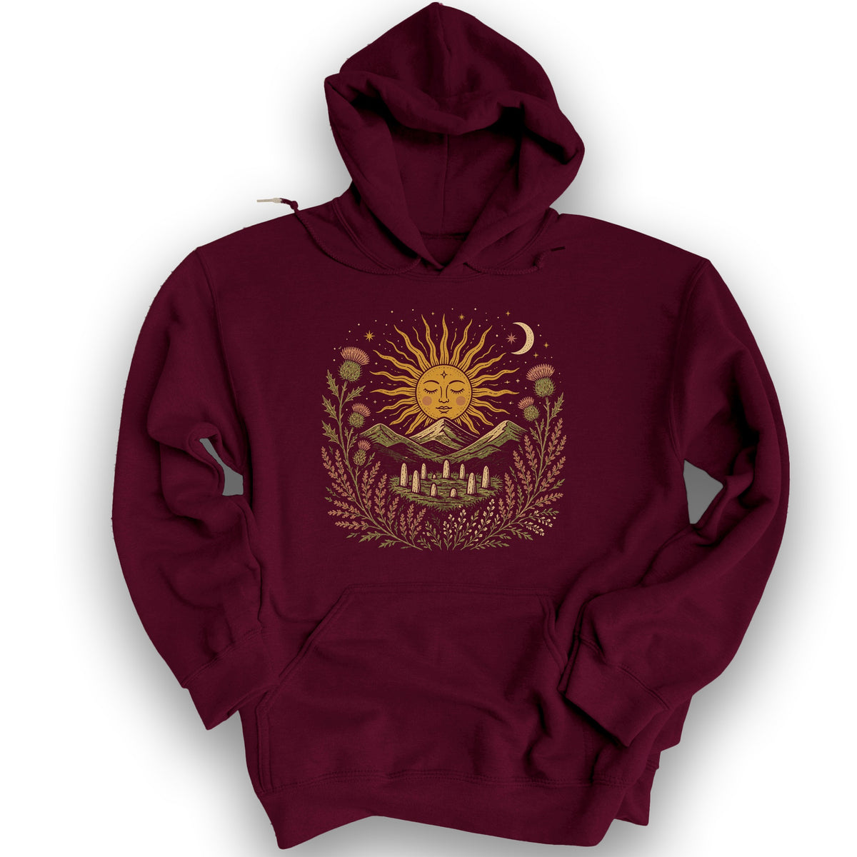 Celestial Standing Stones Hoodie - Maroon