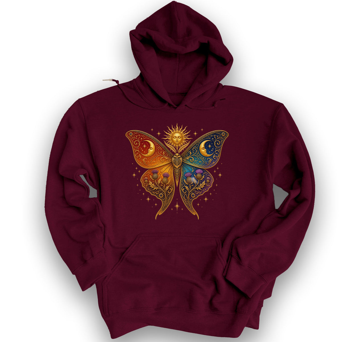 Celestial Butterfly Hoodie - Maroon