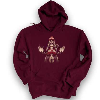 Beaver Moose Canada Hoodie - Maroon