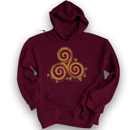 Irish Golden Triskele Hoodie - Maroon