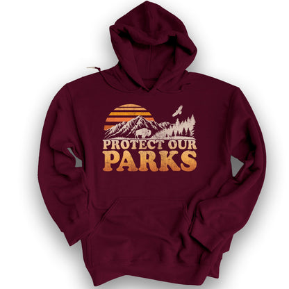 Protect our Parks Vintage Sunset Hoodie - Maroon