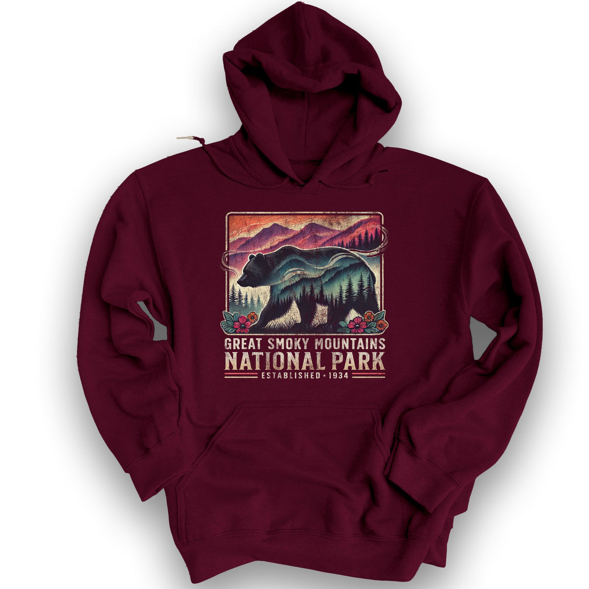 Great Smoky Mountains "Mountain Bear" Hoodie - Maroon