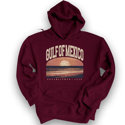 Gulf of Mexico Varsity Sunset Hoodie - Maroon