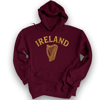 Ireland Vintage Harp Hoodie - Maroon
