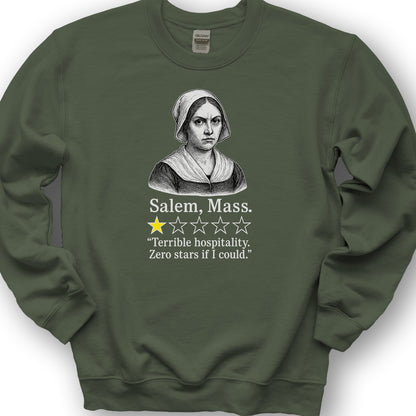 Salem Massachusetts "1 Star Review" Sweatshirt - Military Green
