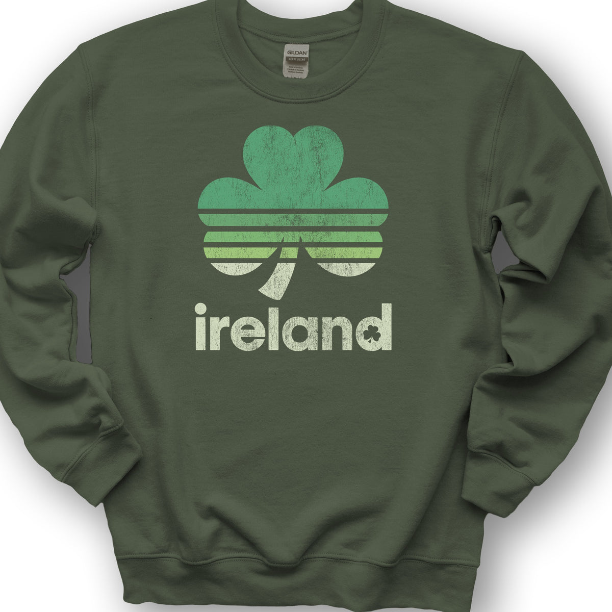 Ireland Retro Shamrock Sweatshirt - Military Green