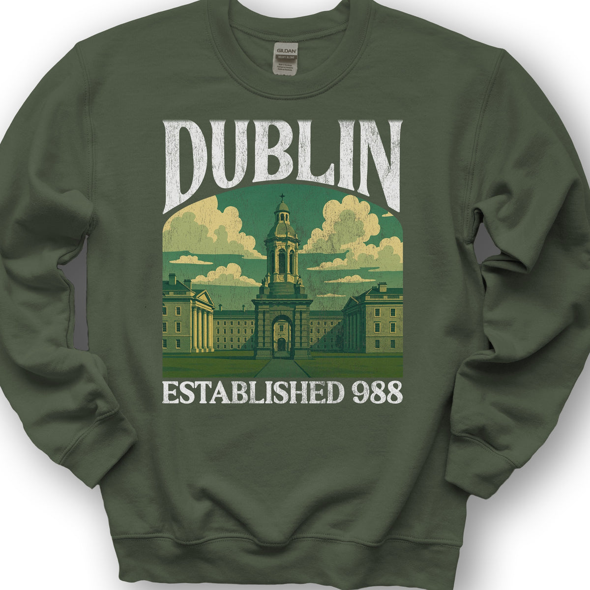 Dublin Ireland "Big and Bold" Sweatshirt - Military Green