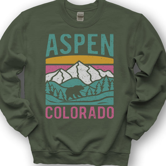 Aspen Colorado Bear Sweatshirt - Military Green
