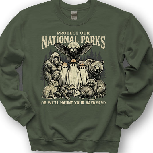 National Parks Backyard Haunt Sweatshirt - Military Green
