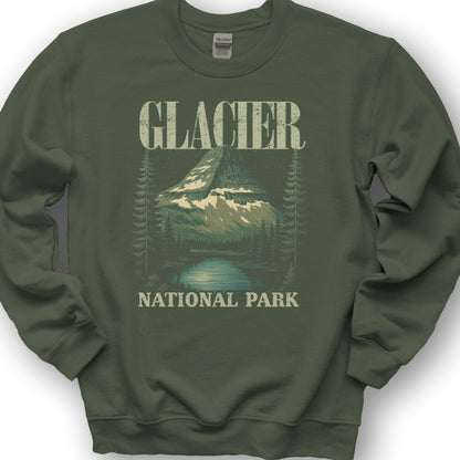 Glacier National Park "Bearhat Mountain" Sweatshirt - Military Green