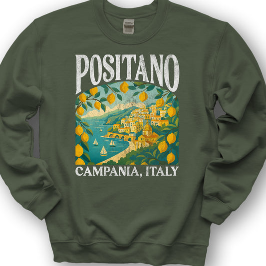 Positano Italy "Big and Bold" Sweatshirt - Military Green