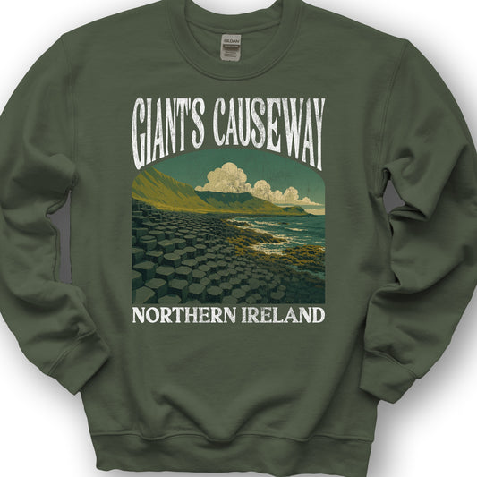 Giants Causeway Northern Ireland "Big and Bold" Sweatshirt - Military Green