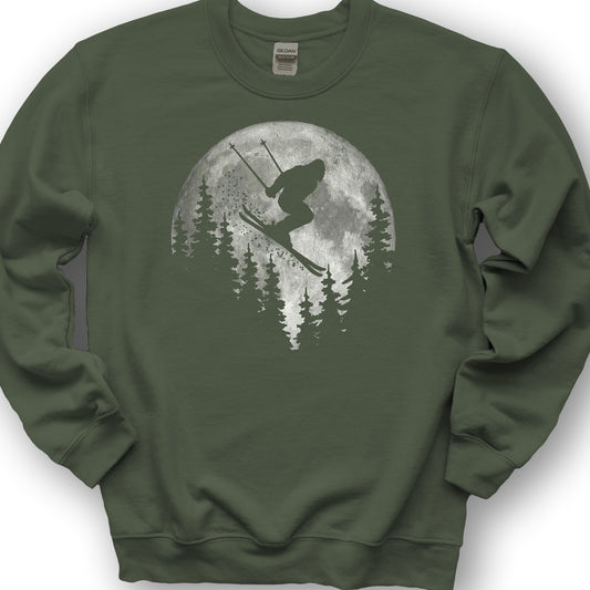 Bigfoot Ski Moon Sweatshirt - Military Green