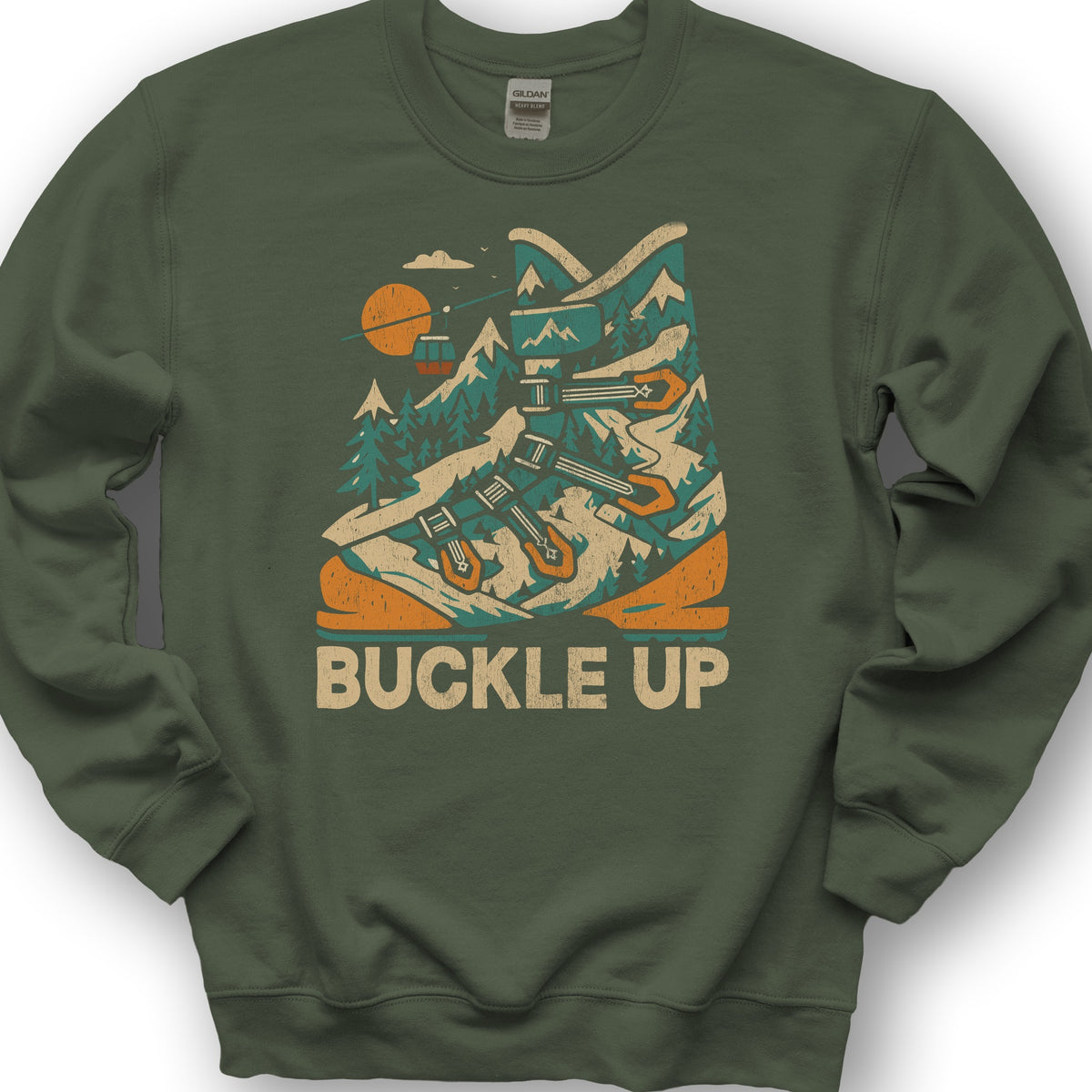 Buckle Up Ski Boot Sweatshirt - Military Green