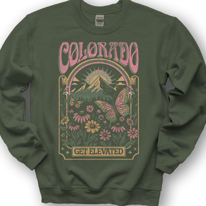 Colorado Get Elevated Butterfly Sweatshirt - Military Green