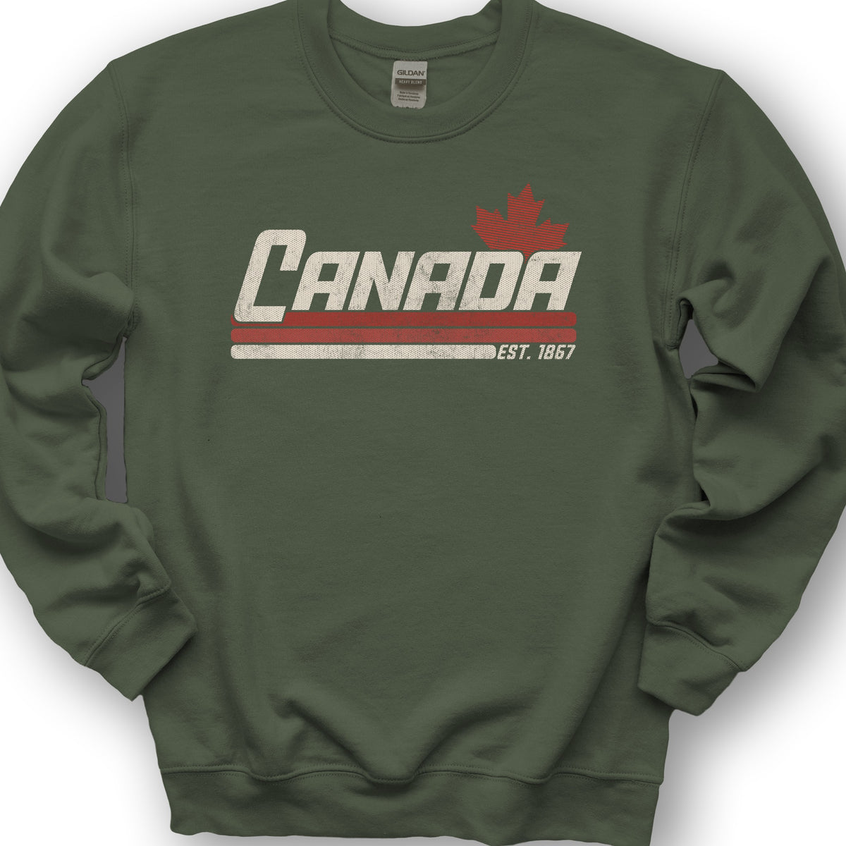 Canada Retro Stripe Sweatshirt - Military Green