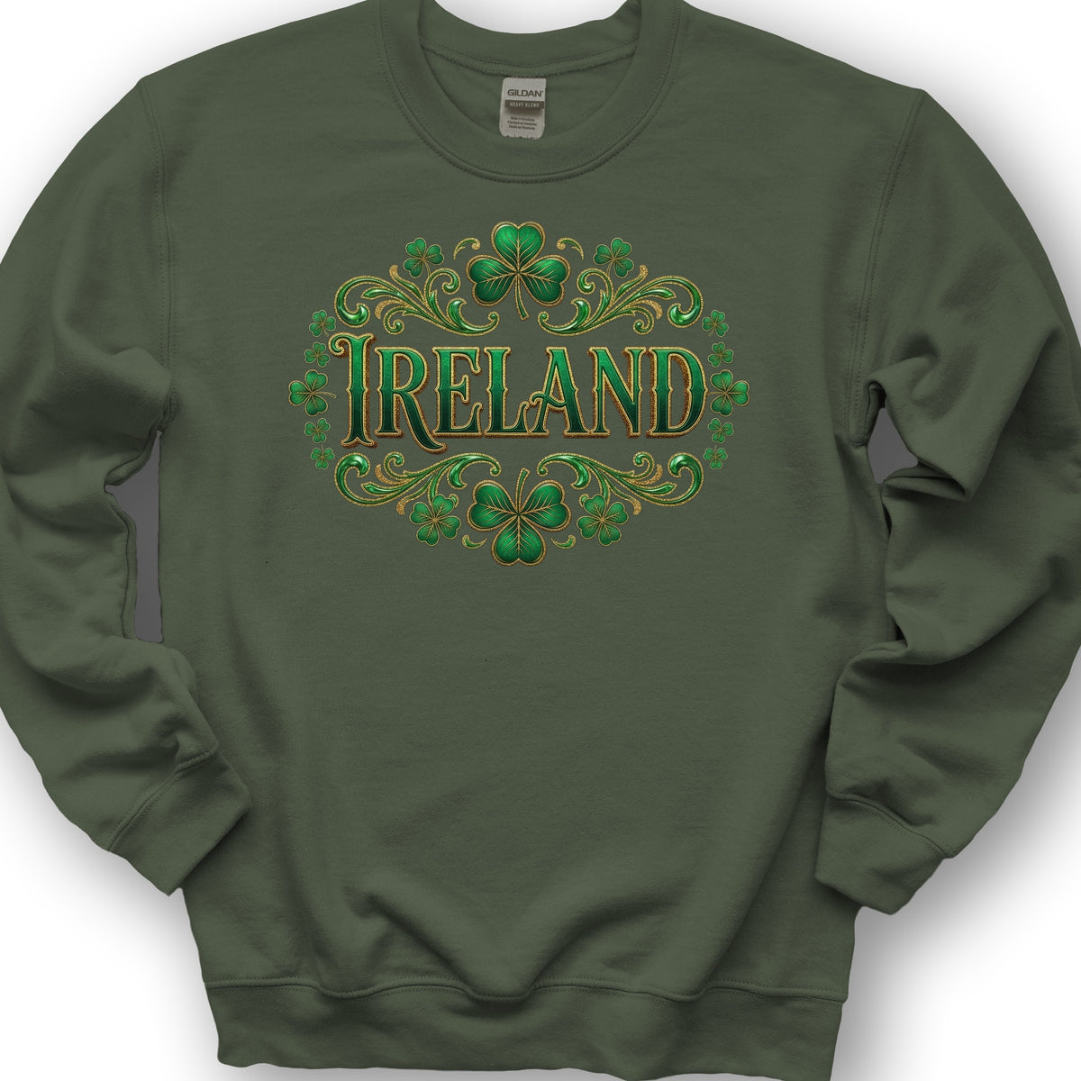 Ireland Shamrock Emblem Sweatshirt - Military Green