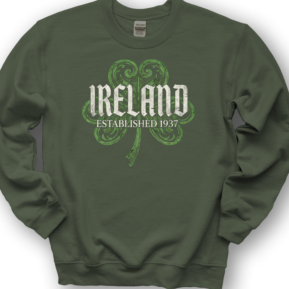 Ireland Gothic Shamrock Sweatshirt - Military Green