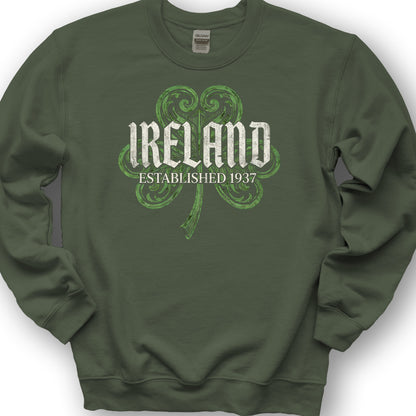 Ireland Gothic Shamrock Sweatshirt - Military Green