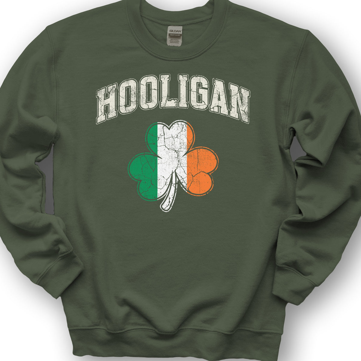 Hooligan Shamrock Sweatshirt - Military Green