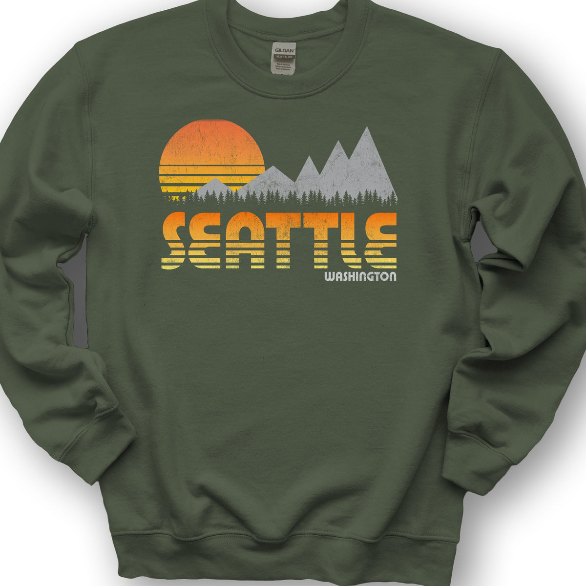 Seattle 80's Retro Sweatshirt - Military Green