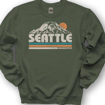 Seattle Retro Stripe Sweatshirt - Military Green