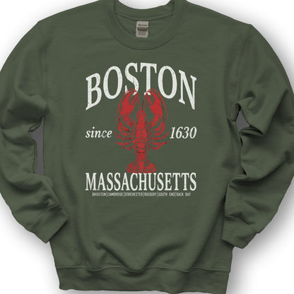 Boston Classic Lobster Sweatshirt - Military Green