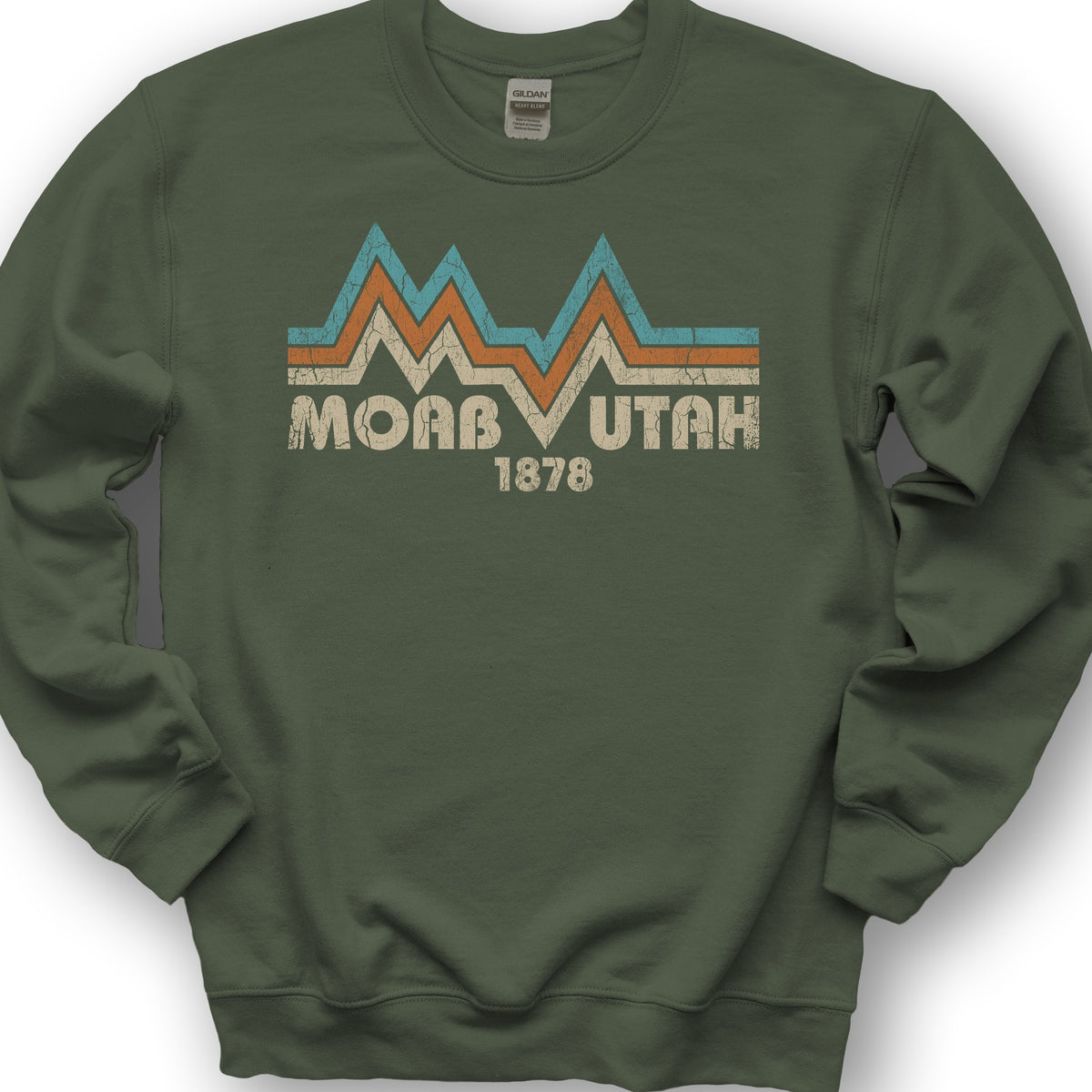Moab Utah Retro Sweatshirt - Military Green