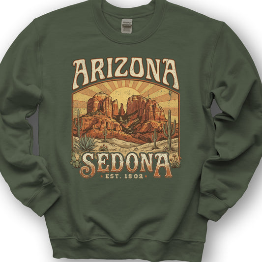 Sedona Arizona Sunset Sweatshirt - Military Green