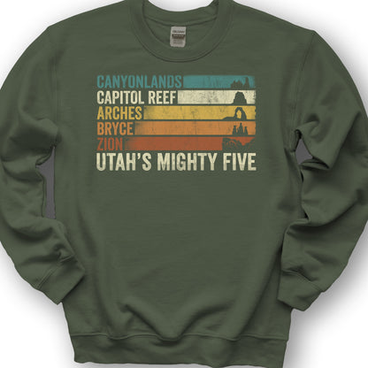 Utah's Mighty Five Stripes Sweatshirt - Military Green