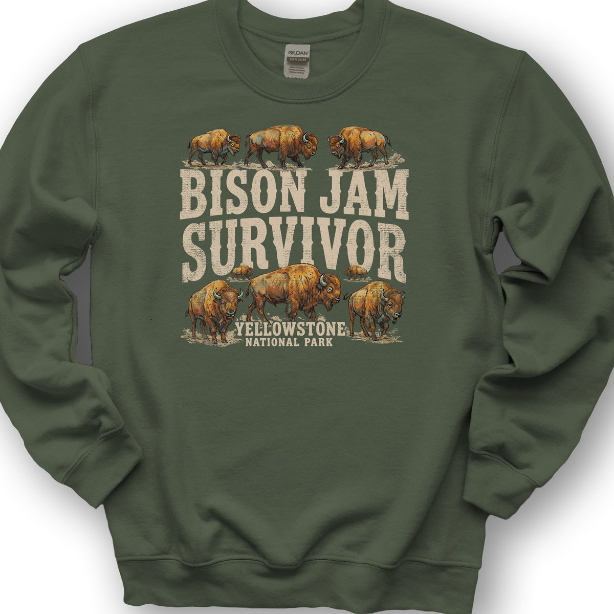 Bison Jam Survivor Sweatshirt - Military Green