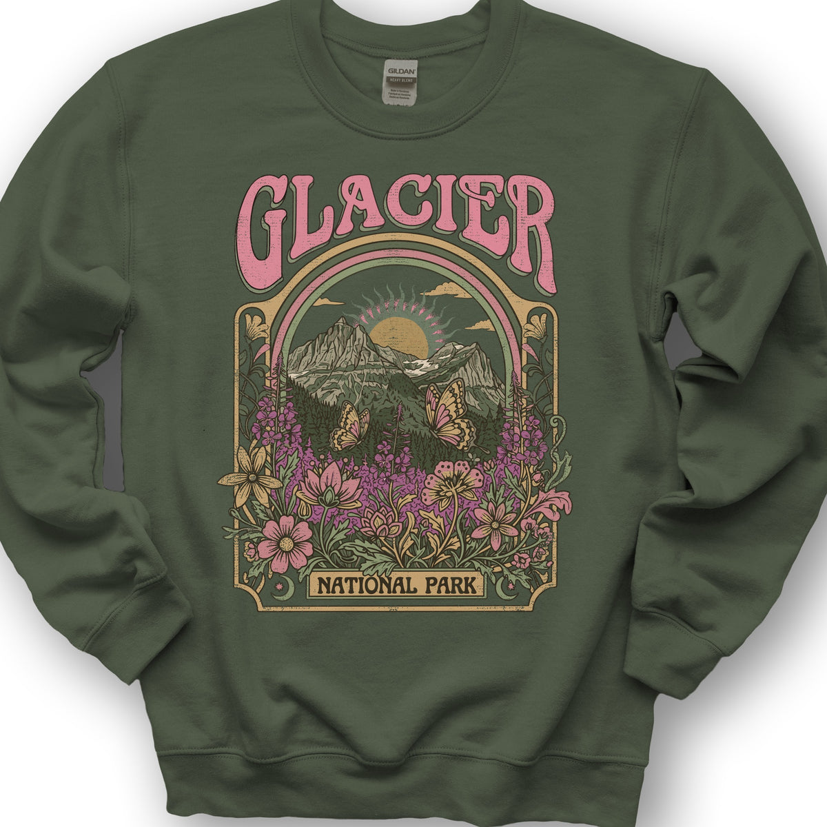 Glacier Butterfly Sweatshirt - Military Green