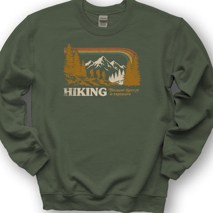 Hiking Retro Therapy Sweatshirt - Military Green