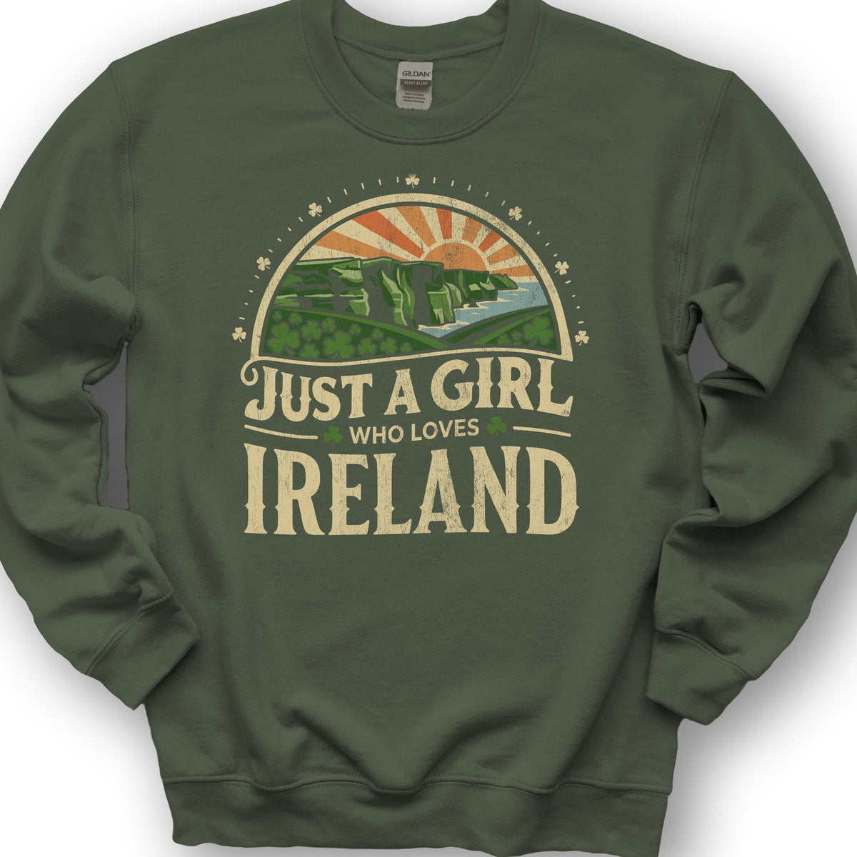 Just a Girl Who Loves Ireland Sweatshirt - Military Green