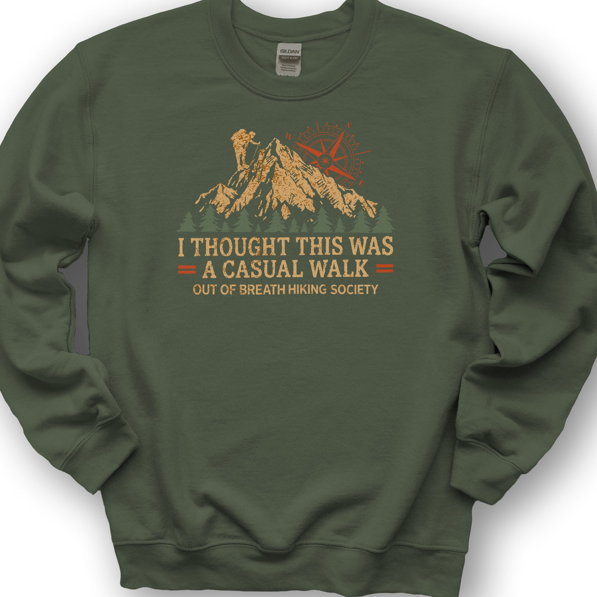 Casual Walk Hiking Sweatshirt - Military Green