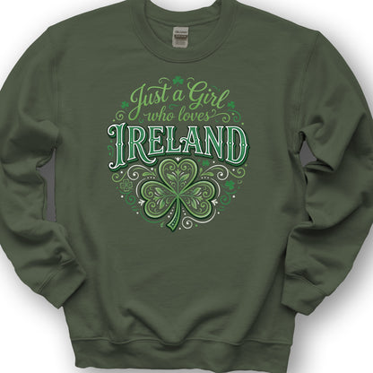 Just A Girl Shamrock Sweatshirt - Military Green