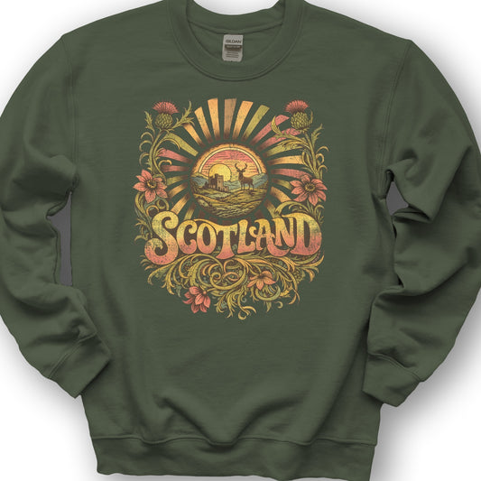 Scotland Retro Burst Sweatshirt - Military Green
