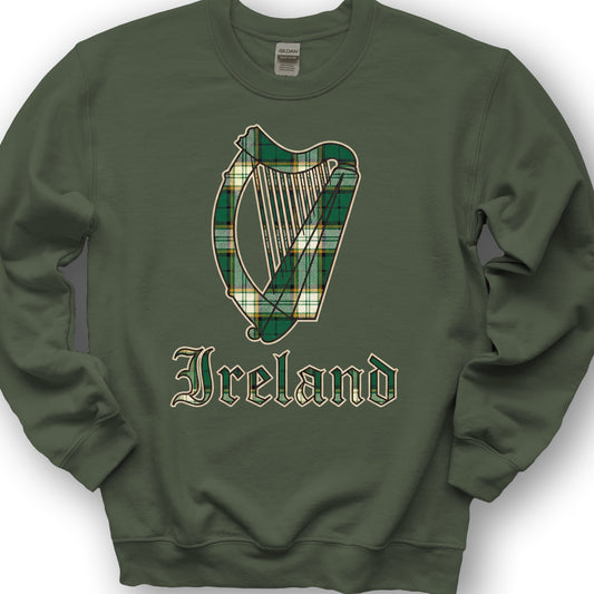 Ireland Tartan Harp Sweatshirt - Military Green