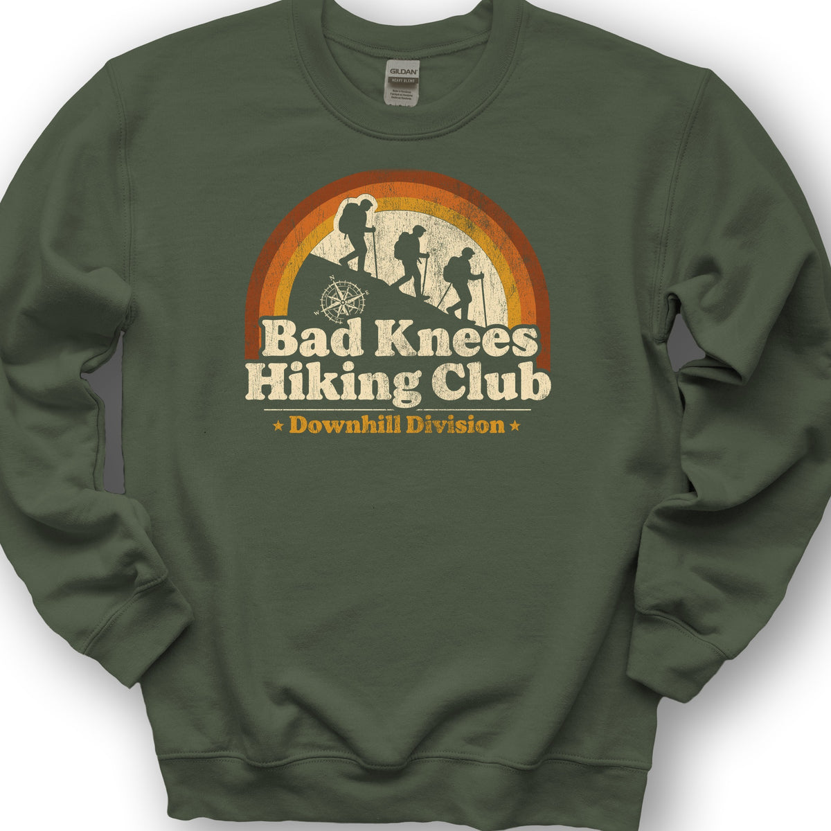 Bad Knees Hiking Club Sweatshirt - Military Green
