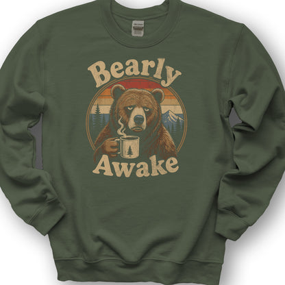 Bearly Awake Sweatshirt - Military Green