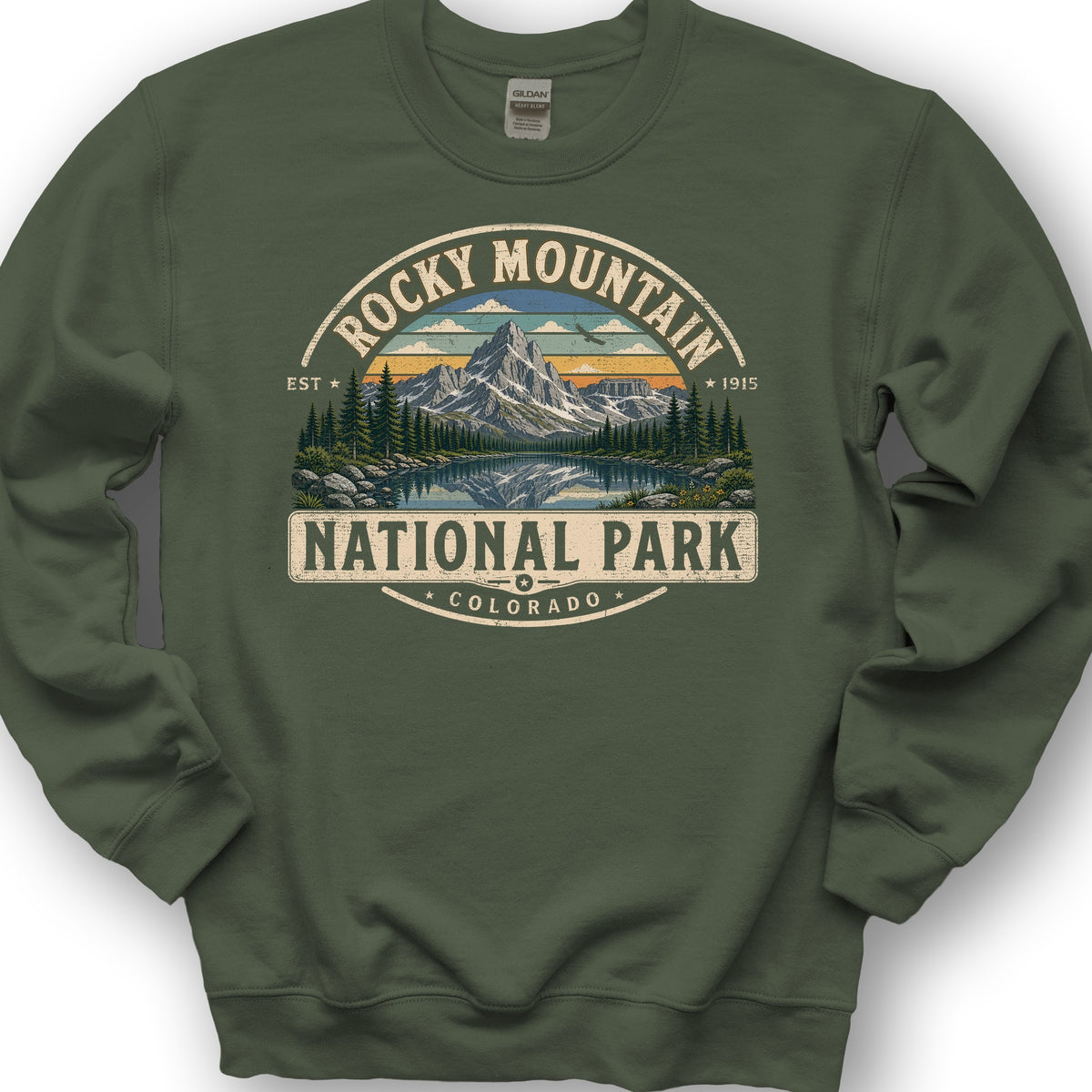 Rocky Mountain Medallion Sweatshirt - Military Green