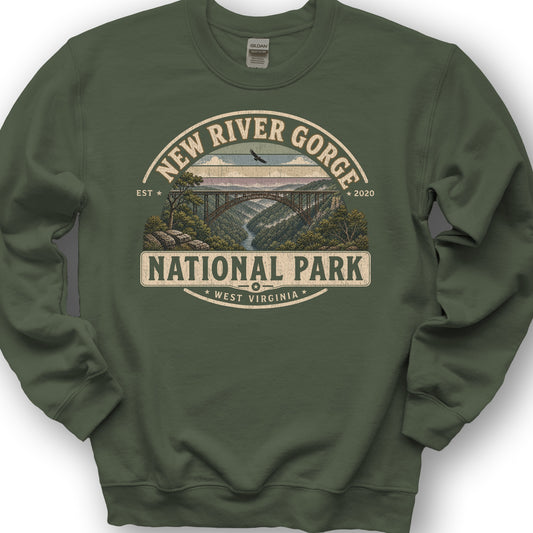 New River Gorge Medallion Sweatshirt - Military Green