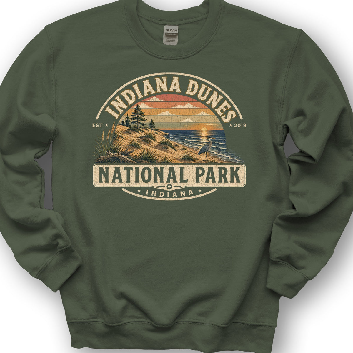 Indiana Dunes Medallion Sweatshirt - Military Green