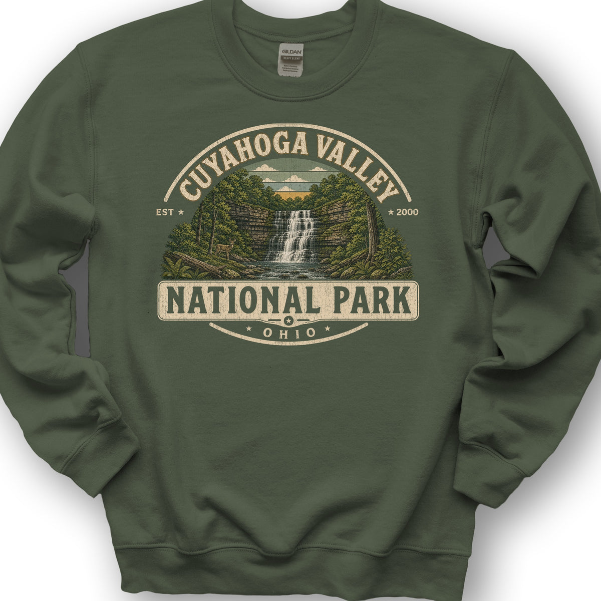 Cuyahoga Valley Medallion Sweatshirt - Military Green