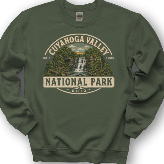 Cuyahoga Valley Medallion Sweatshirt - Military Green