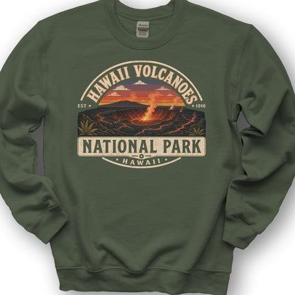 Hawaii Volcanoes Medallion Sweatshirt - Military Green
