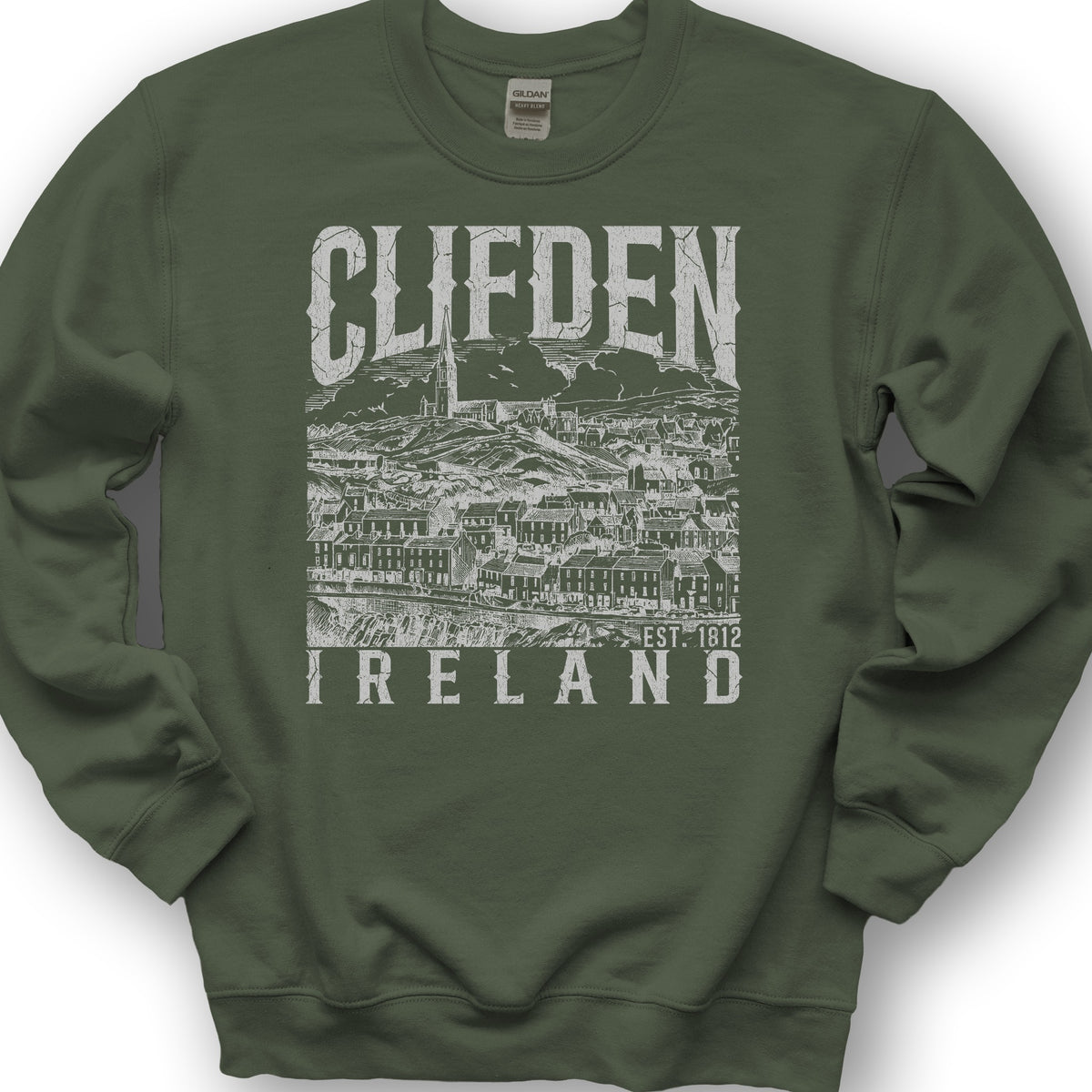 Clifden Ireland Sketch Sweatshirt - Military Green