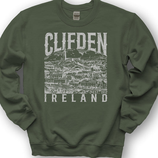 Clifden Ireland Sketch Sweatshirt - Military Green